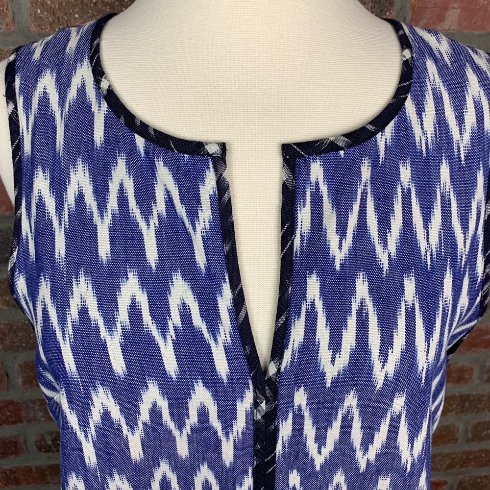 J. Crew Sleeveless Shift Dress in Blue Ikat, 6 - Picture 3 of 8